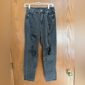 American Eagle Outfitters Black Distressed Boyfriend Jeans